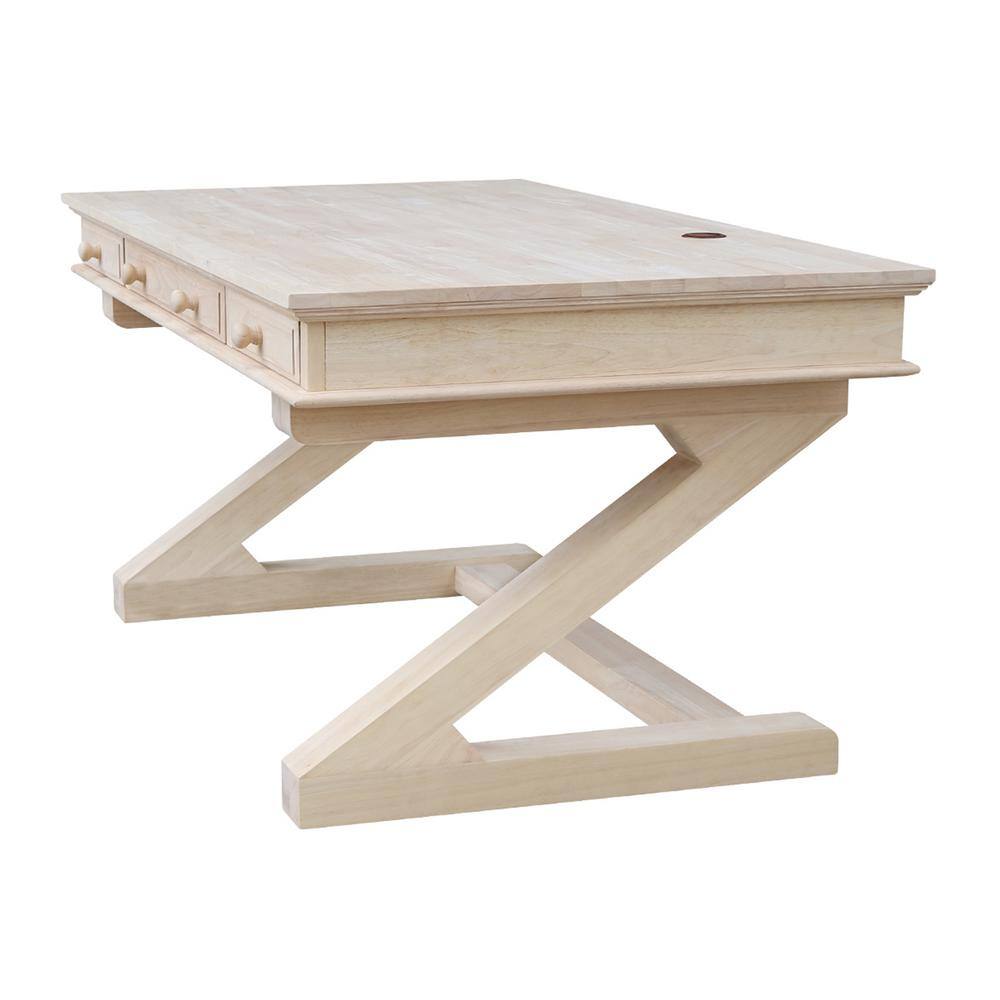 Elegant White Executive Hardwood Desk with Drawer and Keyboard Tray, 60"W