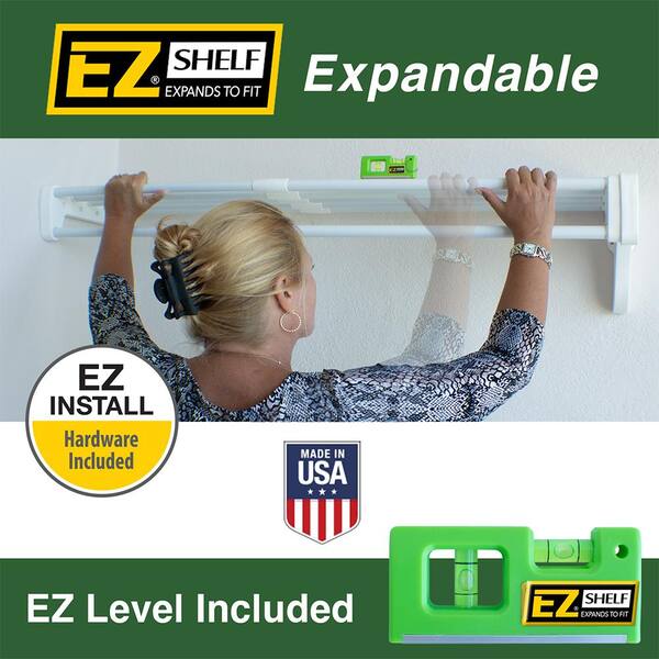 EZ Shelf 40 in. - 75 in. Expandable Metal Shelf in White with 2