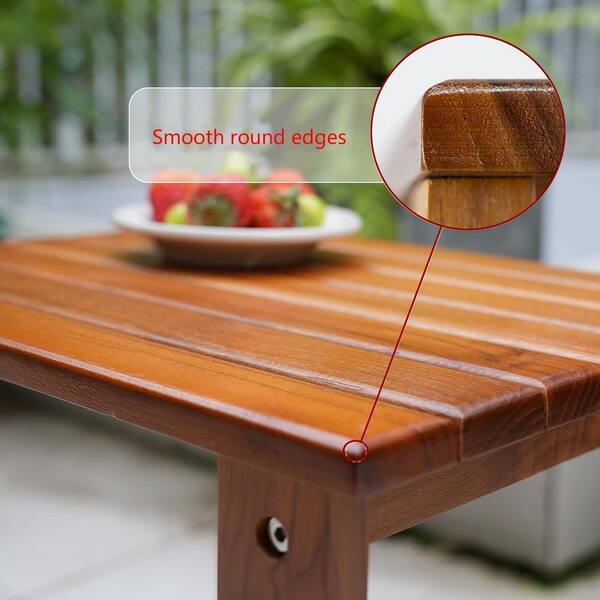 Rectangular Teak Outdoor Side Table, Set of 2 L0D21LHCWC - The