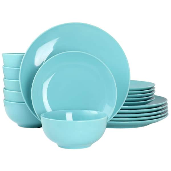 Luna 18-Piece Porcelain Dinnerware Set in Blue