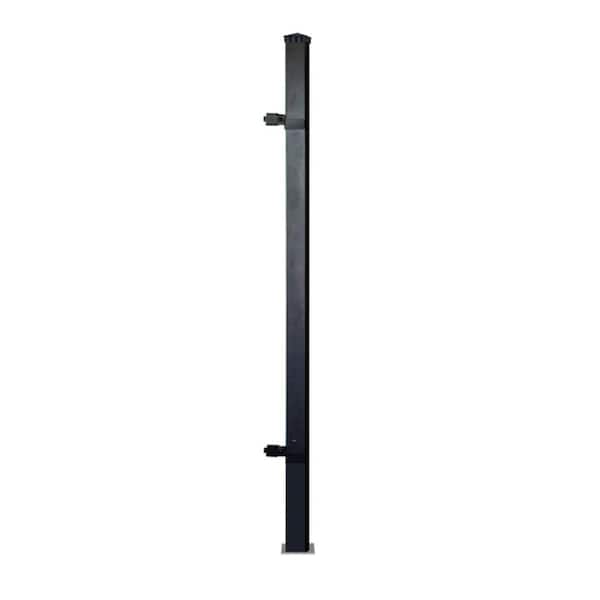 Slipfence 3 in. x 3 in. x 6 ft. Black Aluminum Single Post Fence Panel Kit with 9 ft. Post