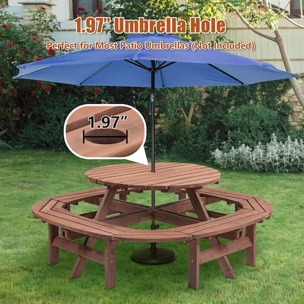 brown patio table umbrella hold ring AEIOUD Hole Plug Cap Set, Patio Umbrella Pole Holder Stand Base Black Thicker Patio Table Hole Plug Ring for Cafes, Outdoor, Milk Tea Shops, Camping and cafes KONTONTY Cone Wedge for Patio