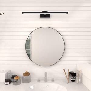24 in. x 24 in. Black Wood Contemporary Round Wall Mirror