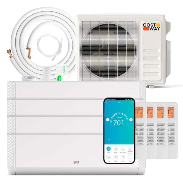 Costway 36K BTU 4 Zone 9K 12K BTU 21.5 SEER2 Mini Split Air Conditioner Work with Alexa