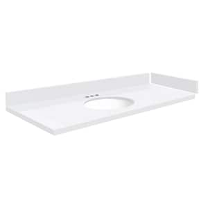 Silestone 49.5 in. W x 22.25 in. D Quartz White Round Single Sink Vanity Top in Miami White