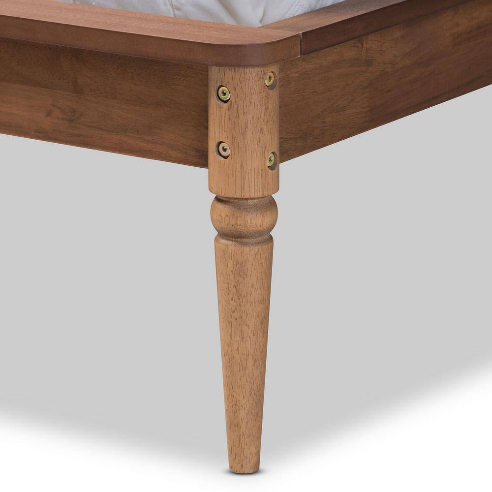 Jamila Walnut Brown King Wood and Rattan Platform Bed