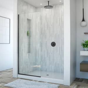 Linea 30 in. x 72 in. Semi Frameless Fixed Shower Screen in Matte Black without Handle