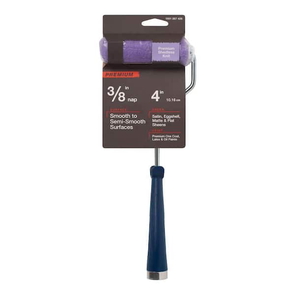 Premium 4 in. x 3/8 in. High CapacityPurple Knit Mini Paint Roller Cover with Frame