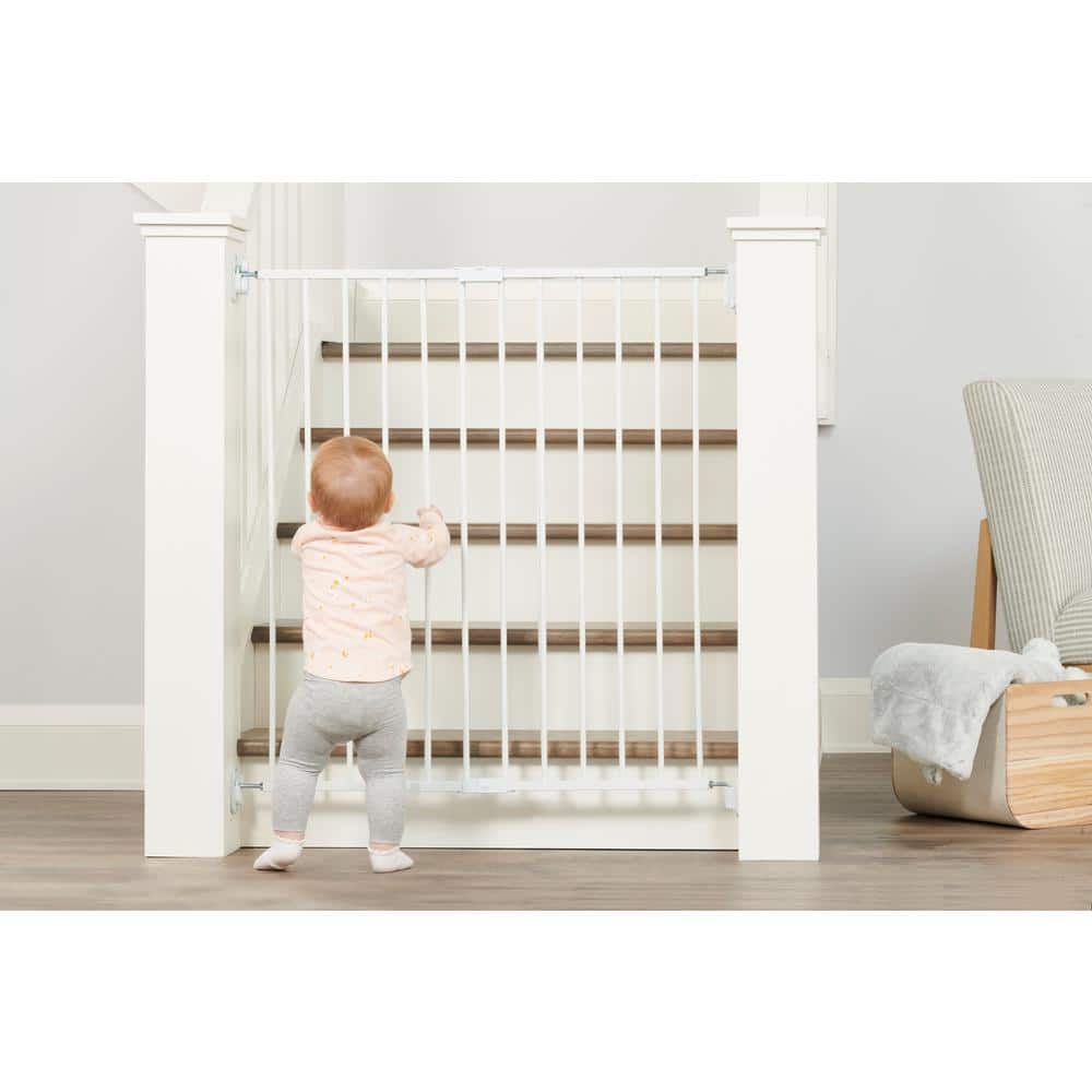 Extra Tall White Metal Swinging Stairway Baby Gate