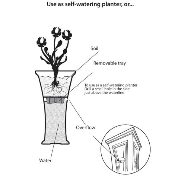 Tall Black Self-Watering Outdoor Planter Set