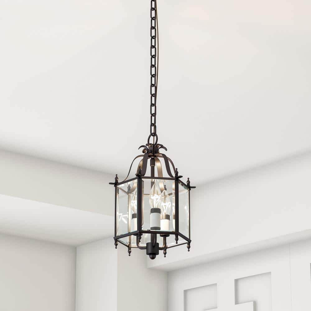 Livingston Bronze Mini Pendant/Ceiling Mount with Clear Beveled Glass