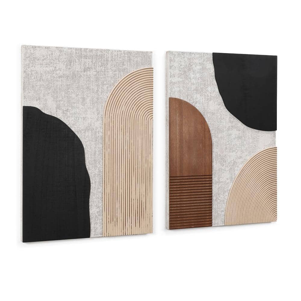 Earth Tone Abstract Mixed Media Canvas Wall Art Set