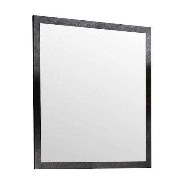 FINE FIXTURES Concordia 29.5 in. W x 33.5 in. H Small Rectangular Other Framed Wall Bathroom Vanity Mirror in Black Marble