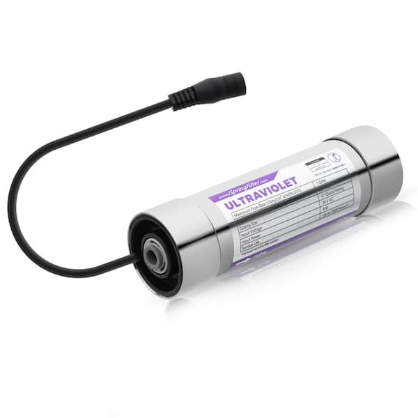 LED UV Water Filter, Add-on Kit for Under Sink Water Filtration Systems, Mercury-Free, Stainless Steel, Silver