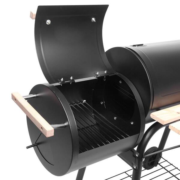 Winado 44 in. Steel Portable Backyard Charcoal BBQ Grill and Offset Smoker  Combo in Black with Wheels 543260100436 - The Home Depot