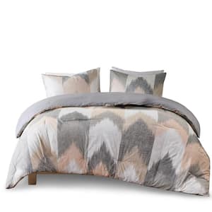 3-Piece Blush Printed Cotton King/Cal King Comforter Set