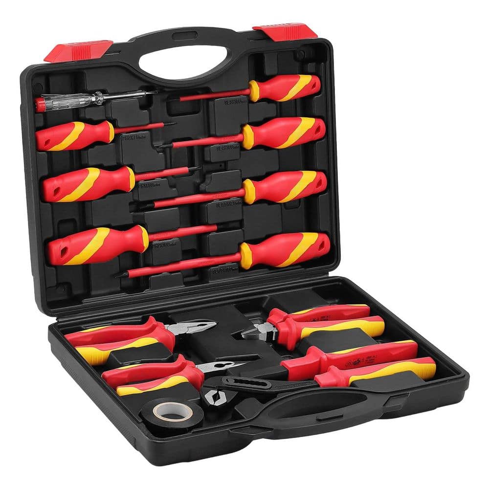Insulated Electrician Screwdriver and Plier Set 1000V Magnetic Phillips Slotted Pozidriv Red 11-Piece price history on PriceWatchPro