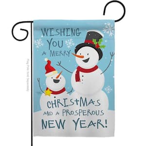 13 in. x 18.5 in. Snowman Wishing You Christmas Garden Flag Double-Sided Winter Decorative Vertical Flags