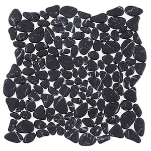 Mellow Zen Black/White 12-1/8 in. x 12-1/8 in. Smooth Stone Look Glass Mosaic Wall Tile (5.1 sq. ft./Case)
