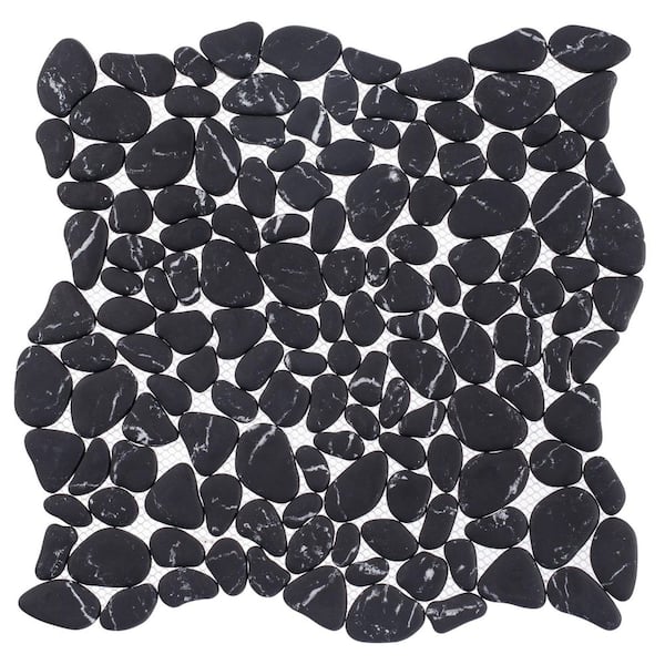 ANDOVA Mellow Zen Black/White 12-1/8 in. x 12-1/8 in. Smooth Stone Look Glass Mosaic Wall Tile (5.1 sq. ft./Case)