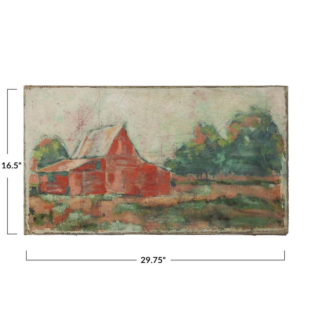 Rustic Multicolor Barn Canvas Wall Art with Hemlock Frame