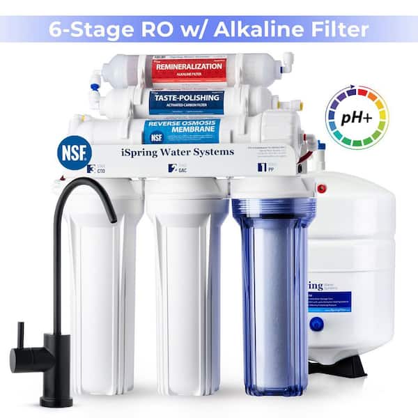 NSF-Certified 6-Stage Under Sink RO Water Filter System w/ Alkaline, Reduces PFAS, Fluoride, Chromium, Lead, TDS
