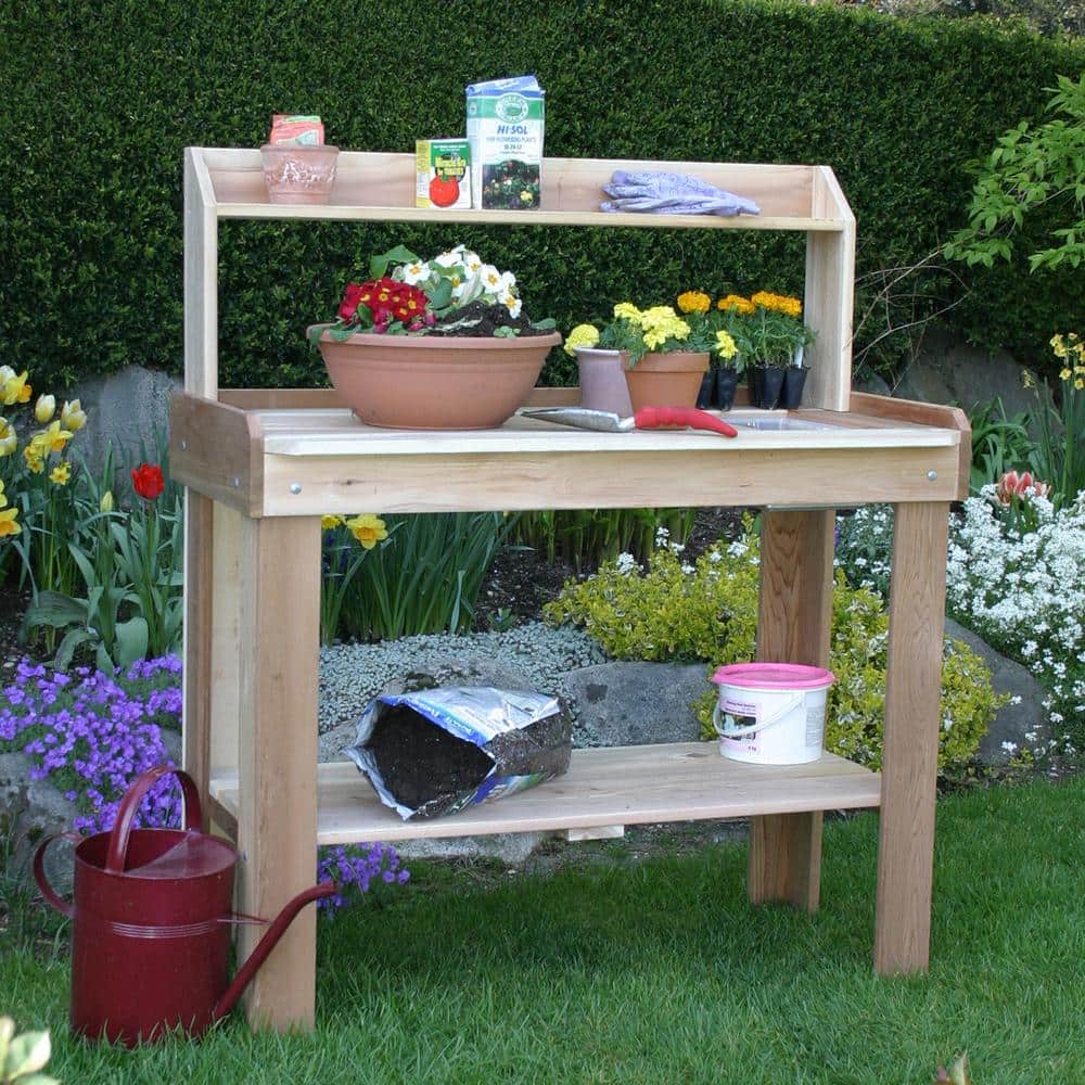 Outdoor Living Today 4 ft. x 2 ft. Western Red Cedar Potting Bench