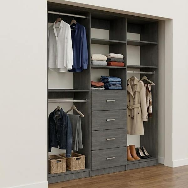 MODULAR CLOSETS Alto Collection 66 in. W Grey Wall Mounted Double