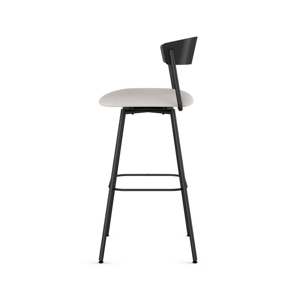 Ludwig Light Grey Swivel Counter Stool with Black Metal Frame