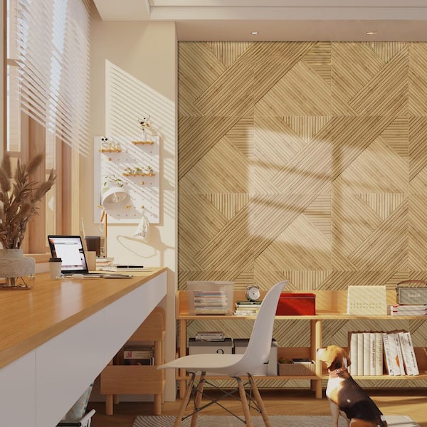 Laybus 70.8 in. x 47.2 in. Wood-Pattern Printing Soundproof Wall