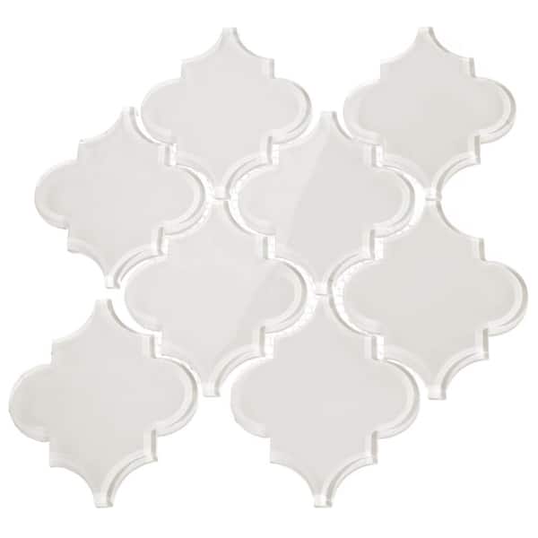 Giorbello Alabaster Arabesque 4 in. x 5 in. x 8mm Glass Backsplash and Wall Tile (7 sq. ft. / case)