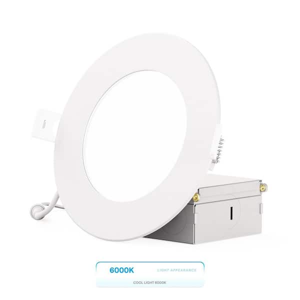 InfiBrite 4 in. Canless 6000K Clear White 9W 750 LM Ultra-Thin New Construction Integrated LED Recessed Light Kit, Wet Rated