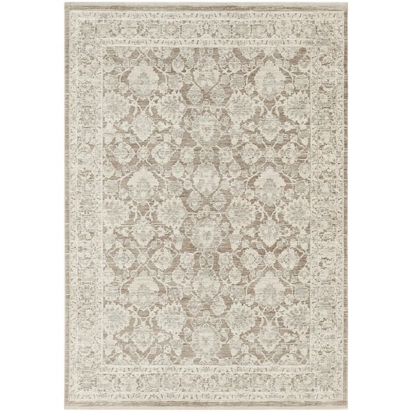 Outlines Ivory Mocha 5 ft. x 7 ft. Medallion Traditional Area Rug
