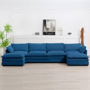 JEAREY 147 in. W 6-Piece Modern Fabric Sectional Sofa with