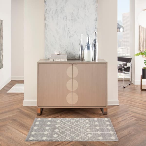 Grafix Grey 2 ft doormat 2 ft. x 4 ft. Moroccan Boho Kitchen Area Rug