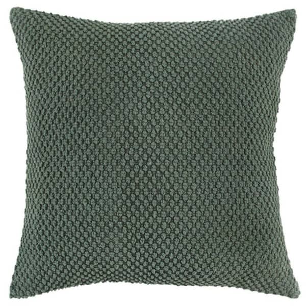 HomeRoots Olive Green Solid Polyester 20 in. x 20 in. Throw Pillow