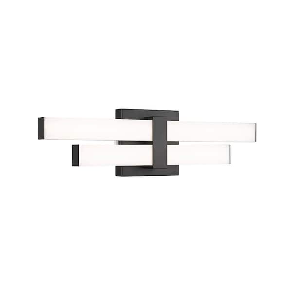 Unbranded Zane 18 in. 2-Light Matte Black Integrated LED Vanity Light with Frosted Plastic Shade