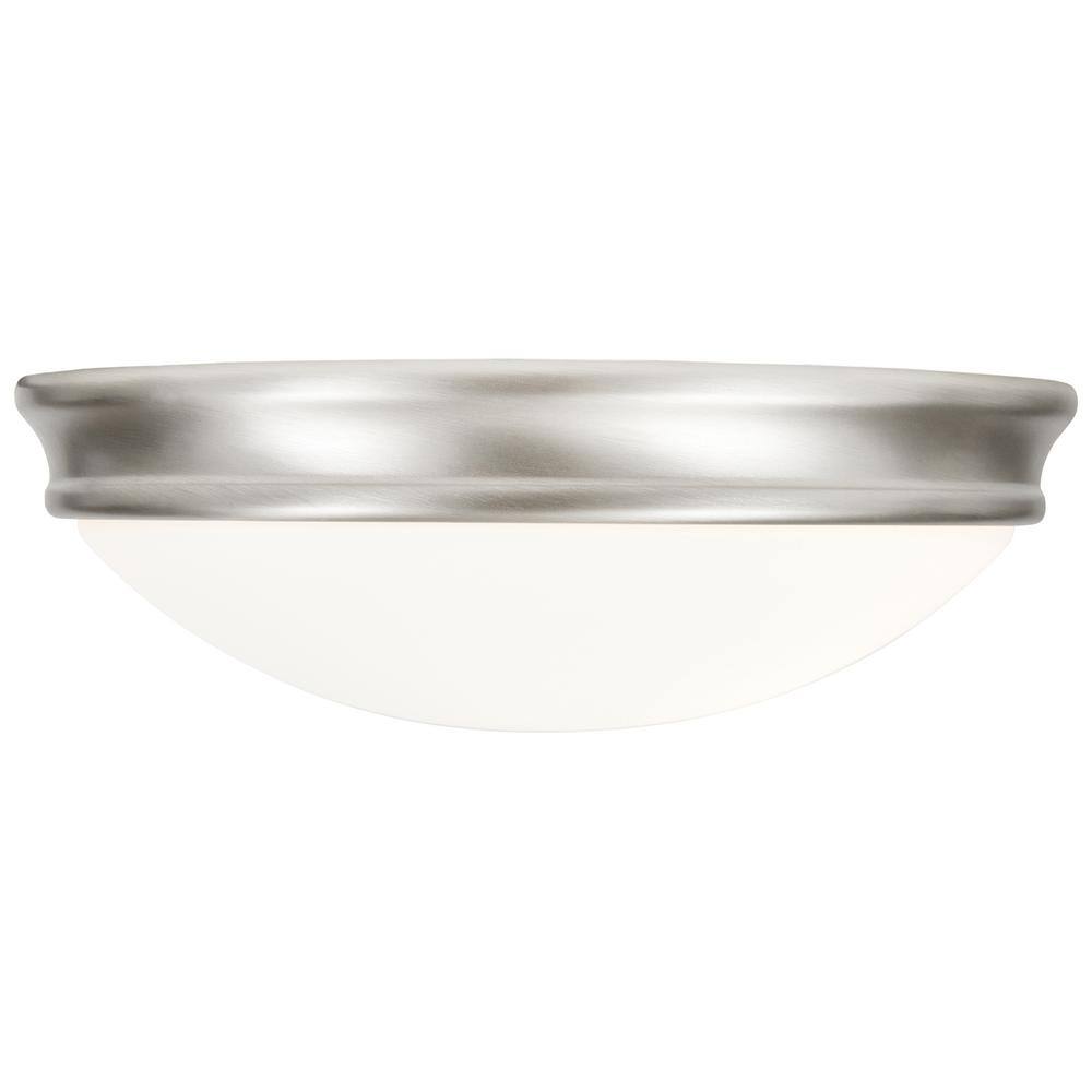 Brushed Steel and Glass 10.5" Flush Mount Light