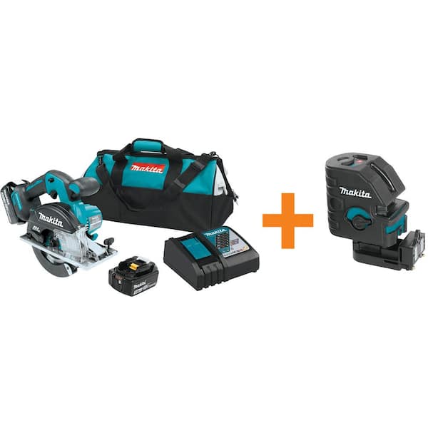 Makita 18V 5.0Ah LXT Lithium-Ion Cordless 5-7/8 in. Metal Cutting Saw Kit with Bonus Self-Leveling Cross-Line Laser
