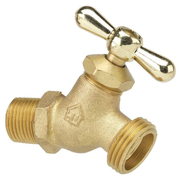 Everbilt 1/2 in. MIP and 1/2 in. SWT x 3/4 in. MHT Brass No-Kink Hose Bibb Valve