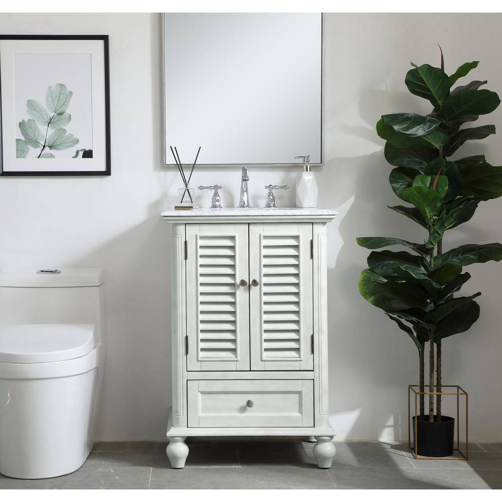 Antique White Marble Top Single Bathroom Vanity