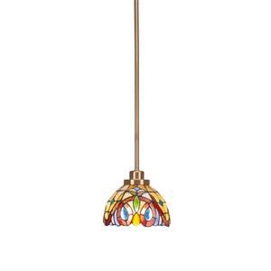 Monroe 100-Watt 1-Light Brass Shaded Pendant Light Mini Pendant with Lynx Art Glass Shade, No bulb included