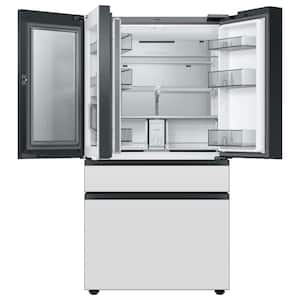 Bespoke Counter Depth 4-Door French Door Refrigerator with Family Hub in White Glass