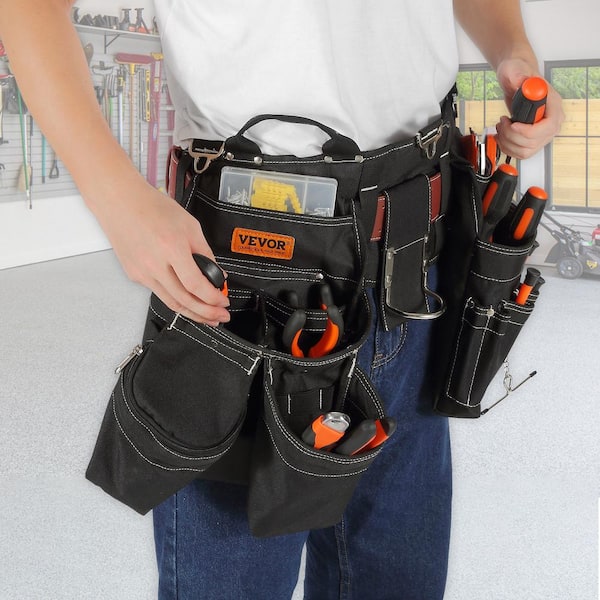 VEVOR Black Tool Belt 32 Pockets Nylon Heavy Duty Tool Pouch Bag for  Electrician, Carpenter, Handyman, Woodworker SJSGJYDHSNL0SHI5TV0 - The Home  Depot