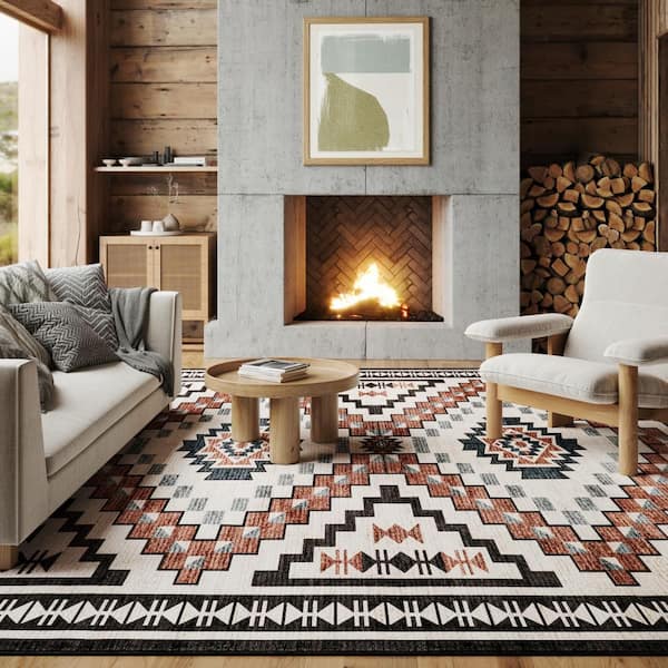 Violeta Timeless Medallion Spill Proof Washable Beige 6 ft. x 9 ft. Indoor Area Rug