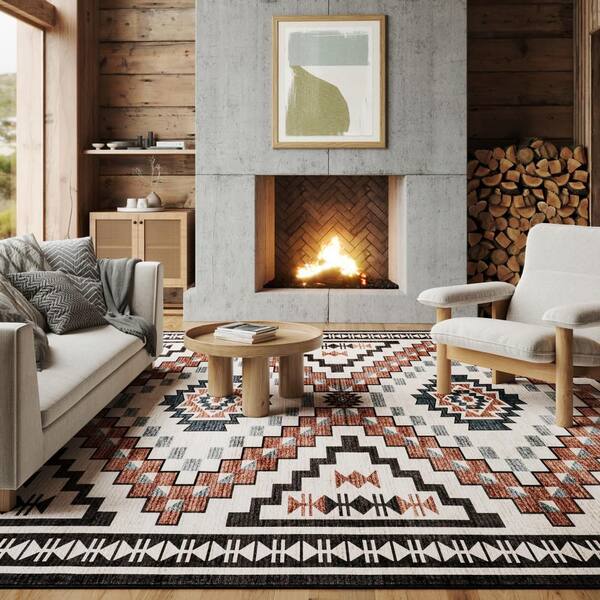 Violeta Timeless Medallion Spill Proof Washable Beige 9 ft. x 12 ft. Indoor Area Rug