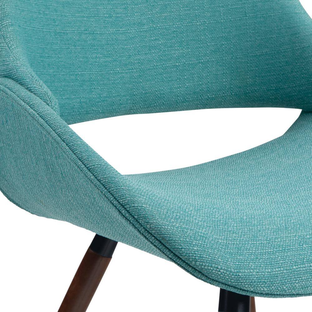 Turquoise Blue Upholstered Bentwood Side Chair in Mid Century Style