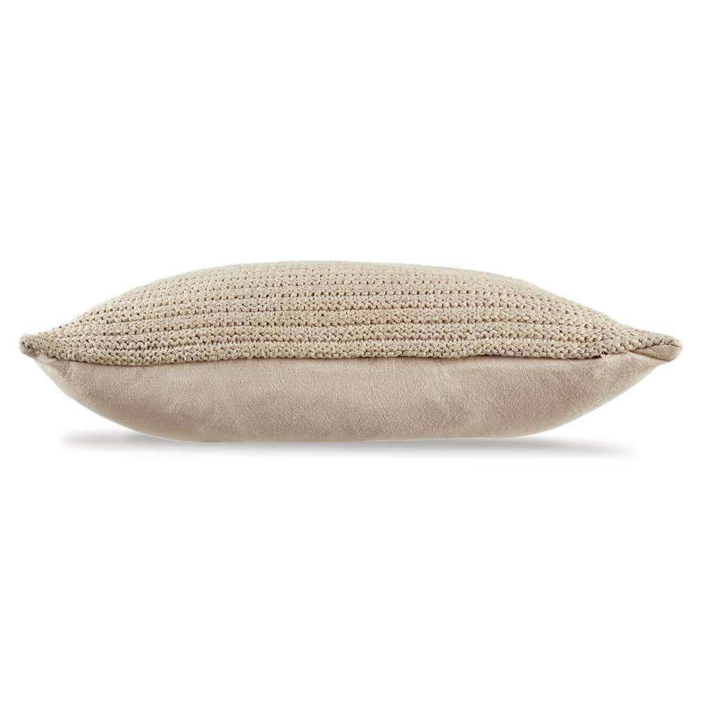 Tan Ribbed Rectangular Cotton Pillow