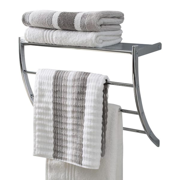 ORGANIZE IT ALL 2 Tier 2 Towel Bar Wall Mount Shelf Towel Rack in Chrome  NH-1753 - The Home Depot