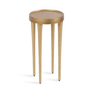 Rava 10 in. Gold Round Metal End Table